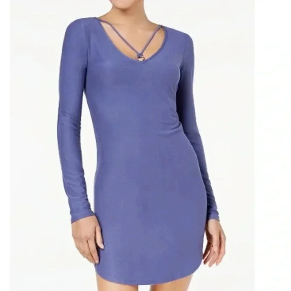 Planet Gold Strap Detail Soft Bodycon Dress, Large